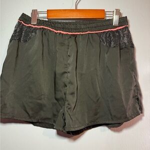 Black Lace Shorts with Pink Trim
